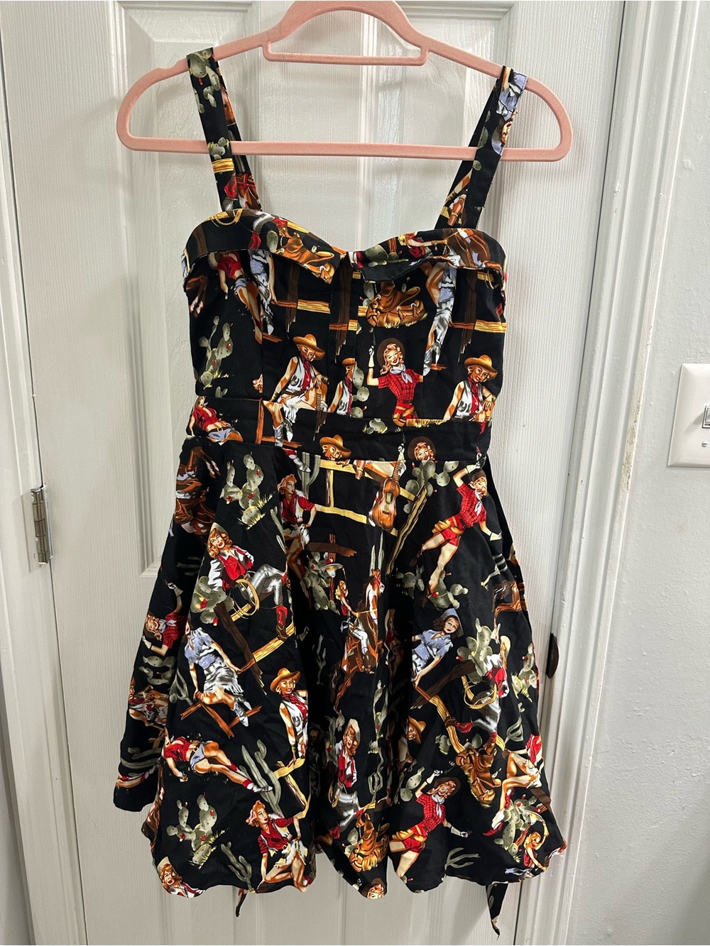 Cowgirl Western Print Fit-and-Flare Dress